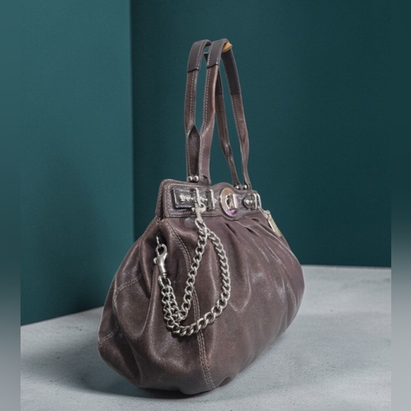 Coach XL Garnet Hobo Chocolate Leather Shoulder Bag w/Wallet & Charm - Picture 6 of 16